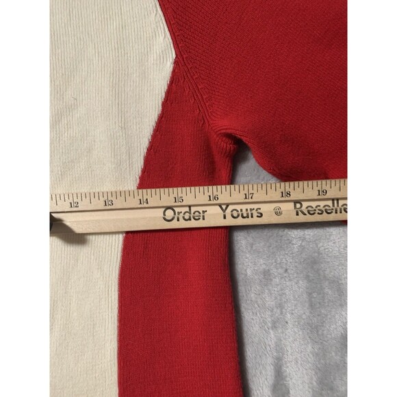 Polo Jeans Co Ralph Lauren Sweater Womens Medium Red White Mock Neck 1/4 Zip - Picture 8 of 10